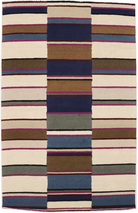 Multicolored Stripes 5X8 Hand-Tufted Modern Rug