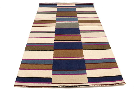 Multicolored Stripes 5X8 Hand-Tufted Modern Rug