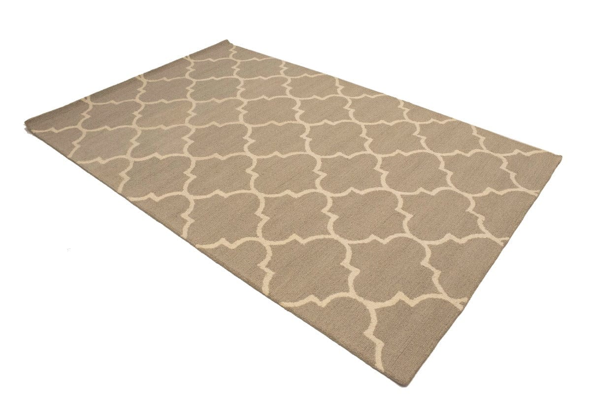 Tan Trellis 5X8 Hand-Tufted Modern Rug