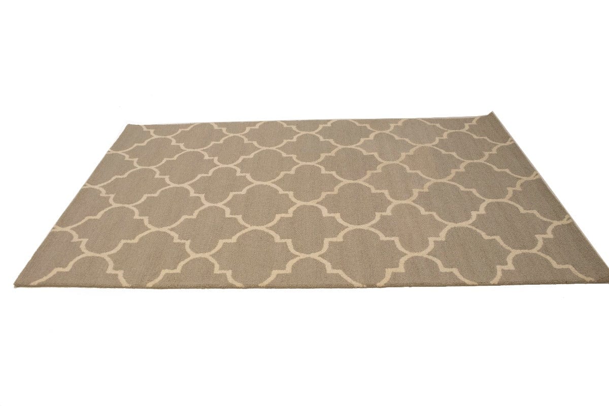 Tan Trellis 5X8 Hand-Tufted Modern Rug