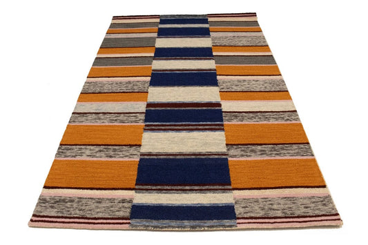 Multicolored Stripes 5X8 Hand-Tufted Modern Rug