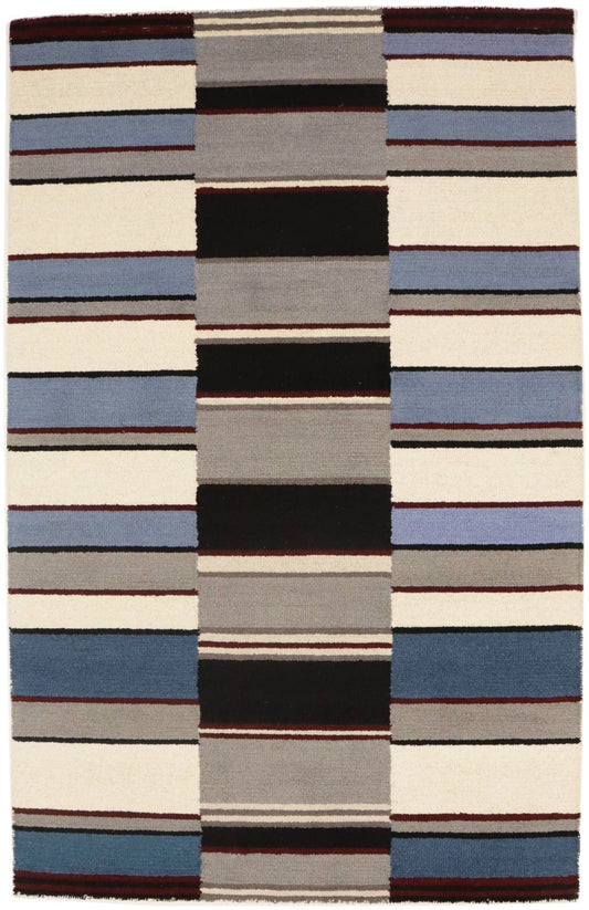 Multicolored Stripes 5X8 Hand-Tufted Modern Rug