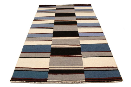 Multicolored Stripes 5X8 Hand-Tufted Modern Rug