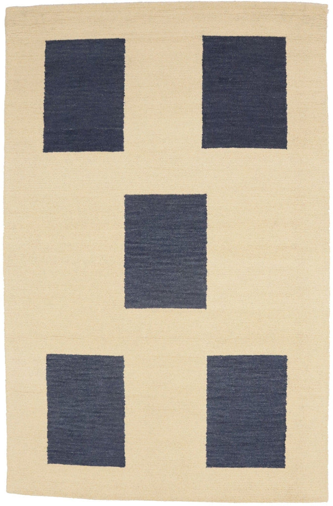 Cream Geometric 5X8 Hand-Tufted Modern Rug