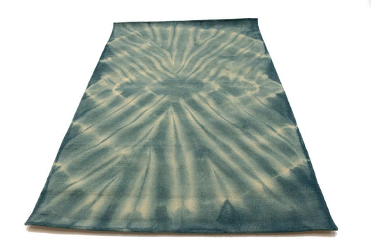 Dark Teal Tie-Dye 5X8 Hand-Tufted Modern Rug