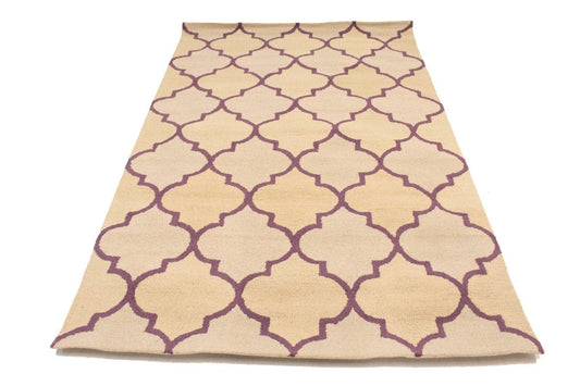 Cream & Purple Trellis 5X8 Hand-Tufted Modern Rug