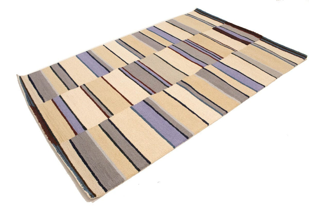 Multicolored Stripes 5X8 Hand-Tufted Modern Rug