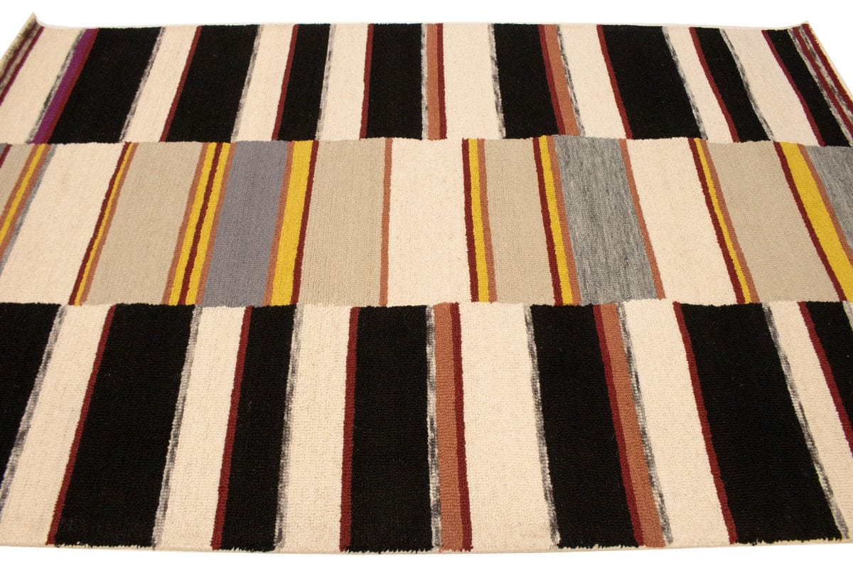 Multicolored Stripes 5X8 Hand-Tufted Modern Rug