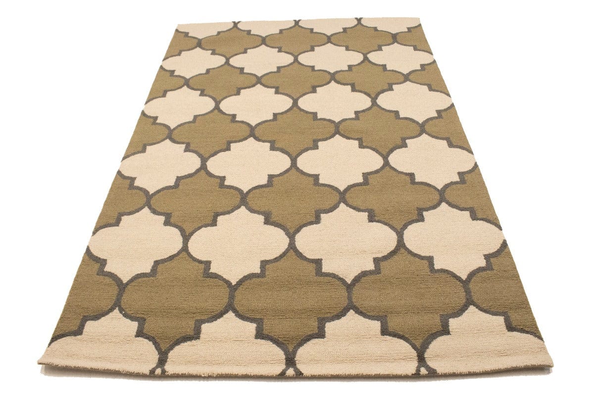 Cream & Beige Trellis 5X8 Hand-Tufted Modern Rug