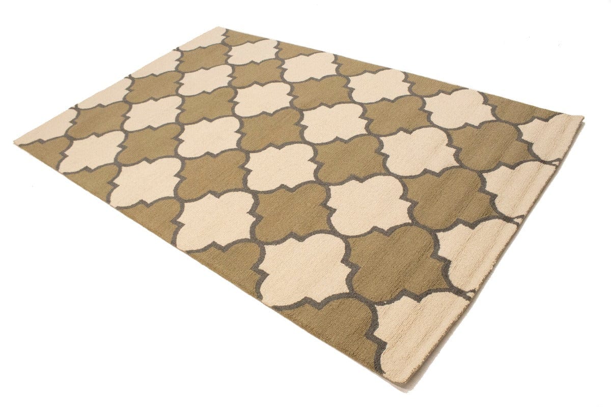 Cream & Beige Trellis 5X8 Hand-Tufted Modern Rug