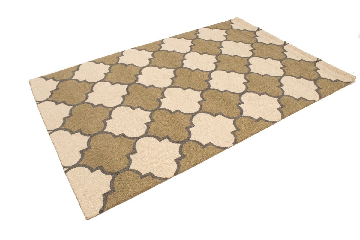 Cream & Beige Trellis 5X8 Hand-Tufted Modern Rug