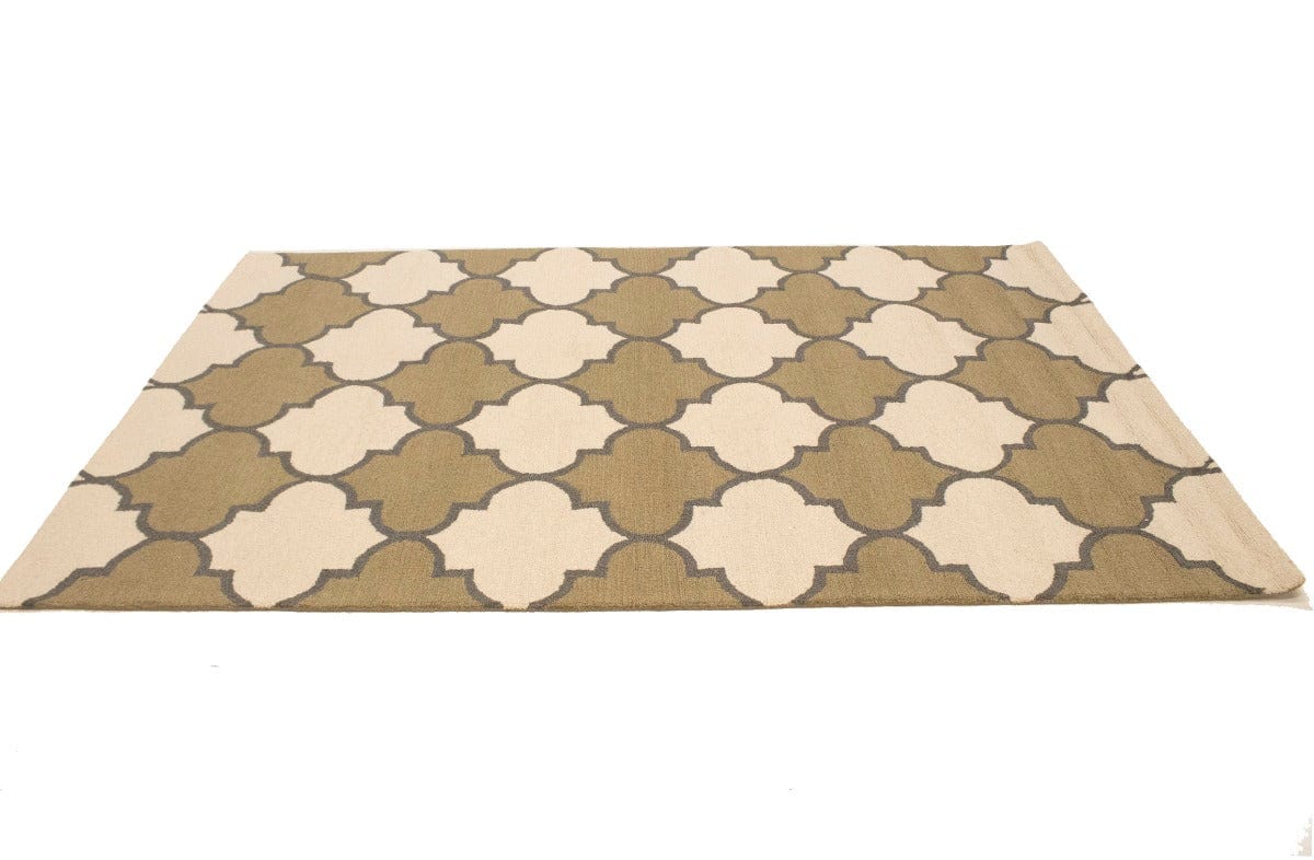 Cream & Beige Trellis 5X8 Hand-Tufted Modern Rug