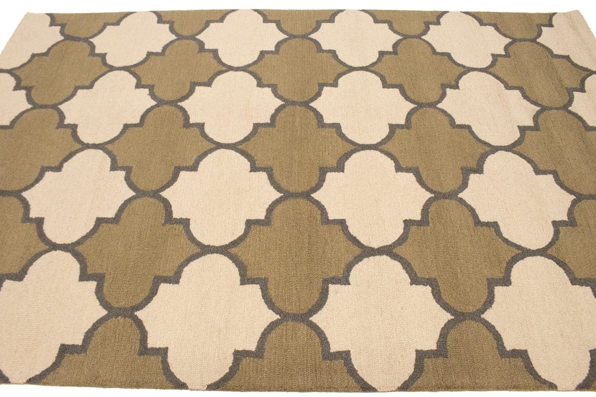 Cream & Beige Trellis 5X8 Hand-Tufted Modern Rug