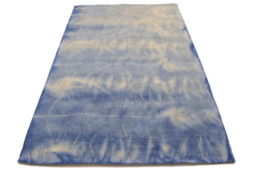 Blue Tie-Dye 5X8 Hand-Tufted Modern Rug