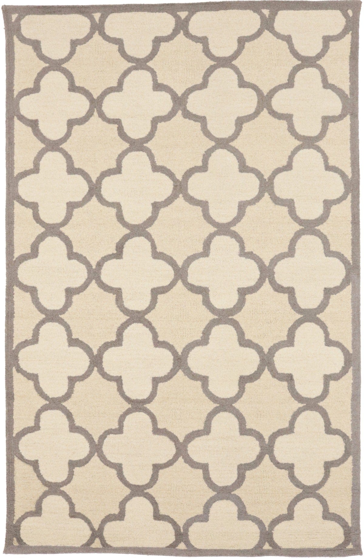 Cream & Tan Trellis 5X8 Hand-Tufted Modern Rug