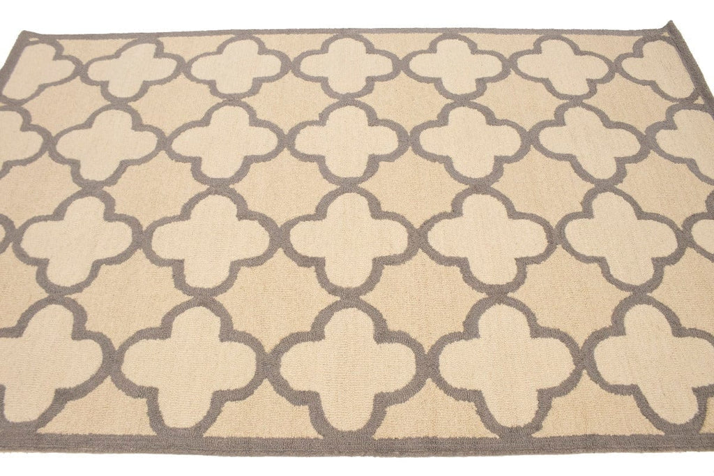 Cream & Tan Trellis 5X8 Hand-Tufted Modern Rug