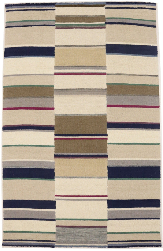 Multicolored Stripes 5X8 Hand-Tufted Modern Rug