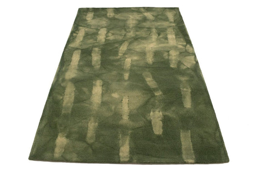 Hunter Green Tie-Dye 5X8 Hand-Tufted Modern Rug