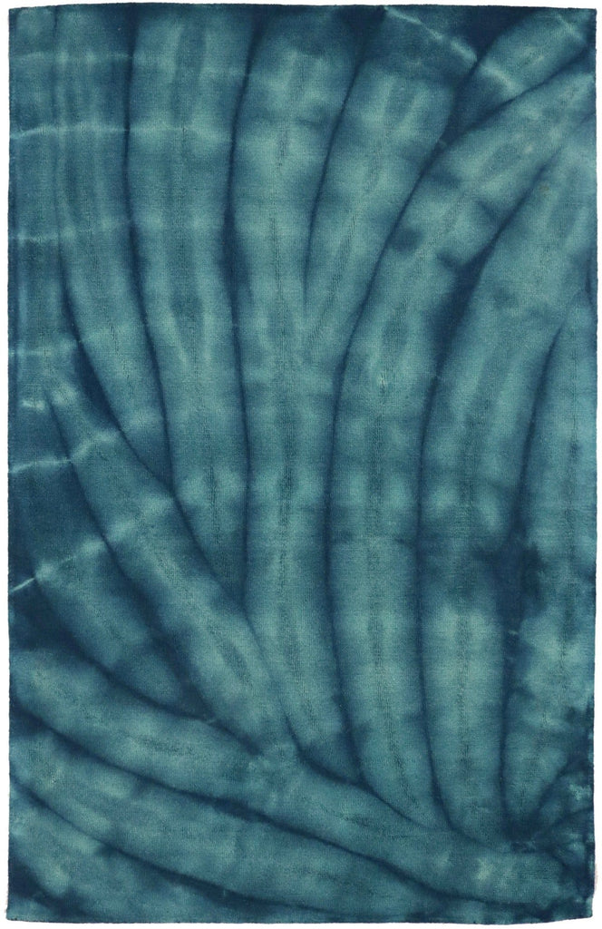 Ocean Blue Tie-Dye 5X8 Hand-Tufted Modern Rug