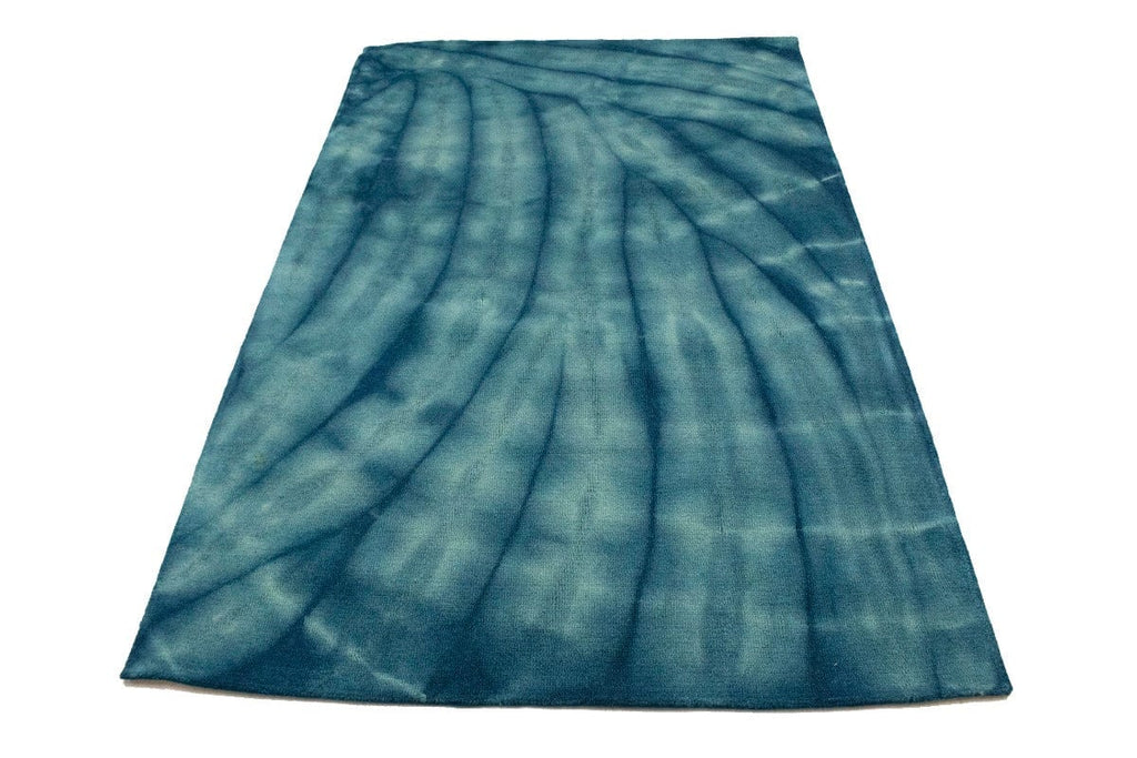 Ocean Blue Tie-Dye 5X8 Hand-Tufted Modern Rug