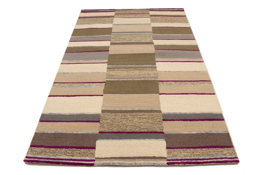 Multicolored Stripes 5X8 Hand-Tufted Modern Rug