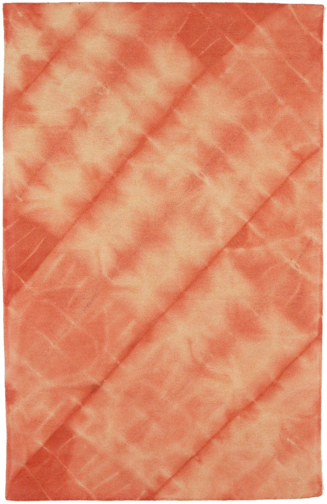 Coral Red Tie-Dye 5X8 Hand-Tufted Modern Rug