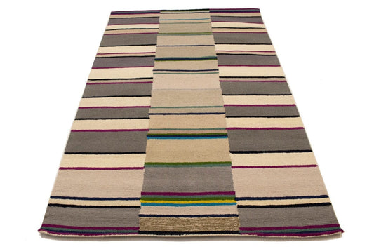 Multicolored Stripes 5X8 Hand-Tufted Modern Rug