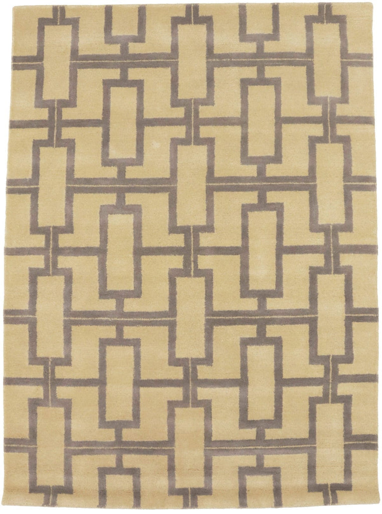 Cream Geometric 5X8 Hand-Tufted Modern Rug