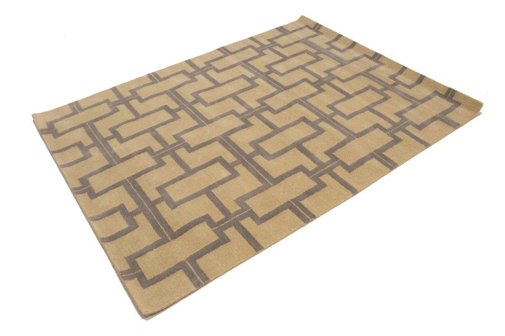 Cream Geometric 5X8 Hand-Tufted Modern Rug