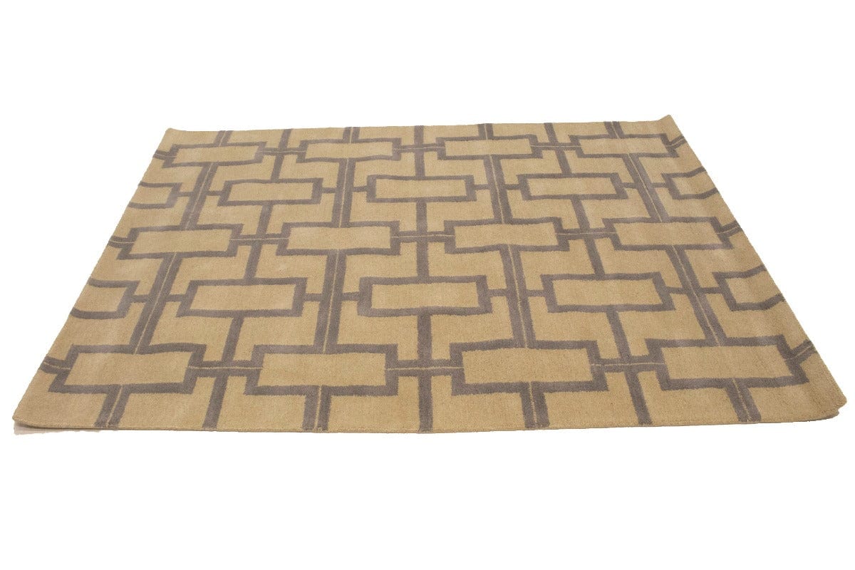 Cream Geometric 5X8 Hand-Tufted Modern Rug