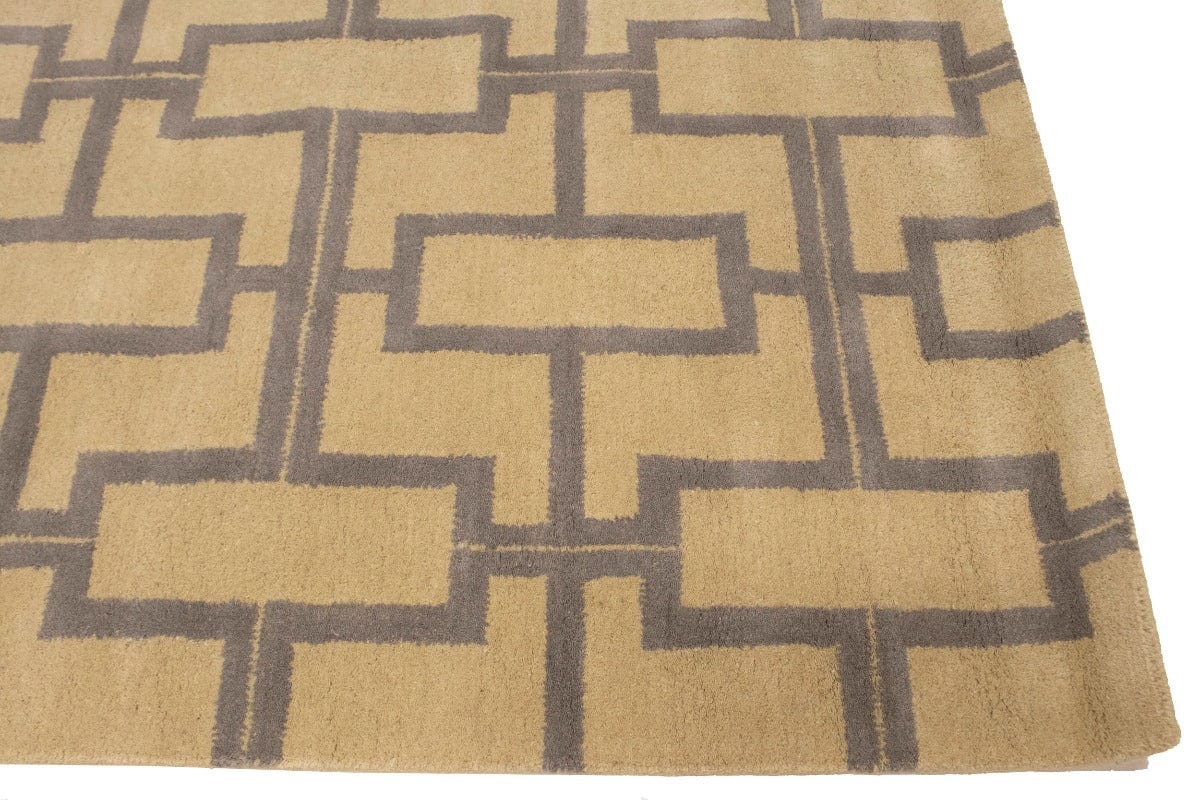 Cream Geometric 5X8 Hand-Tufted Modern Rug