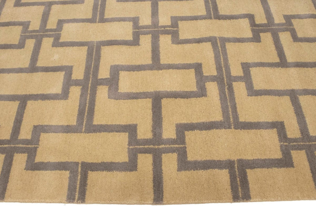 Cream Geometric 5X8 Hand-Tufted Modern Rug