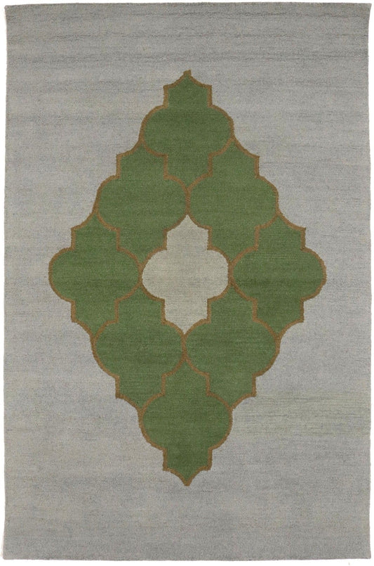 Greige & Green Trellis 5X8 Hand-Tufted Modern Rug