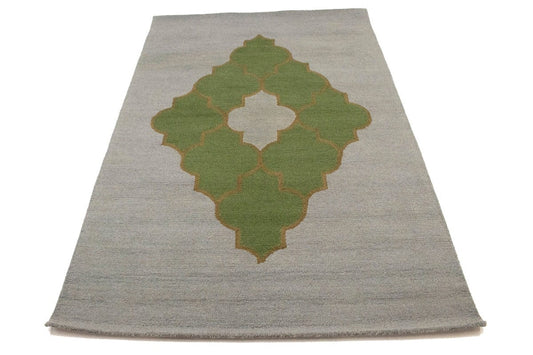 Greige & Green Trellis 5X8 Hand-Tufted Modern Rug