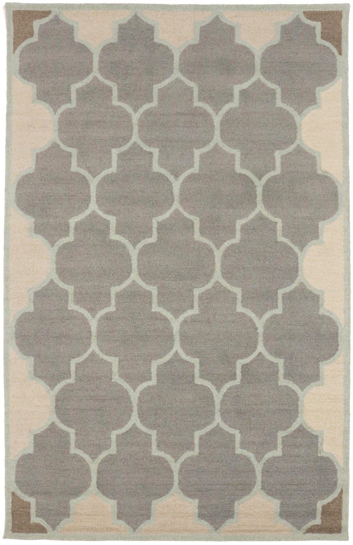 Greige & Green Trellis 5X8 Hand-Tufted Modern Rug