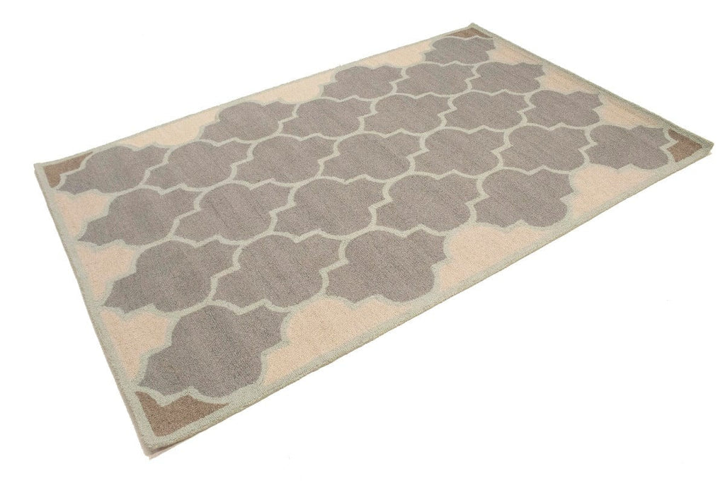 Greige & Green Trellis 5X8 Hand-Tufted Modern Rug