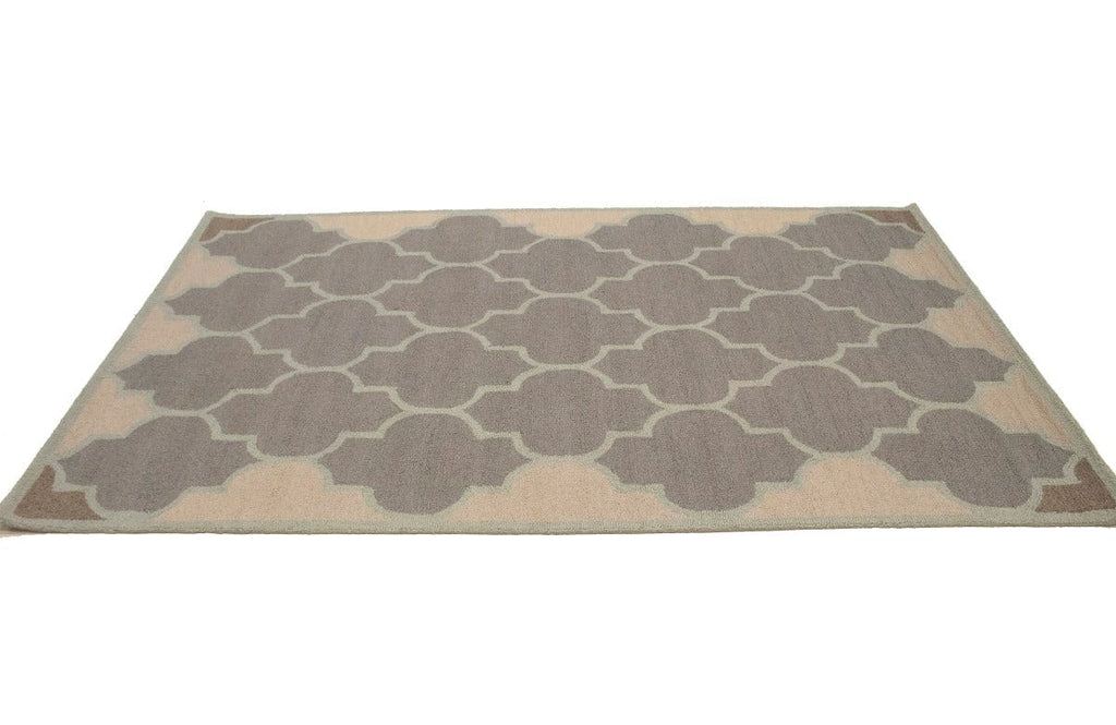 Greige & Green Trellis 5X8 Hand-Tufted Modern Rug