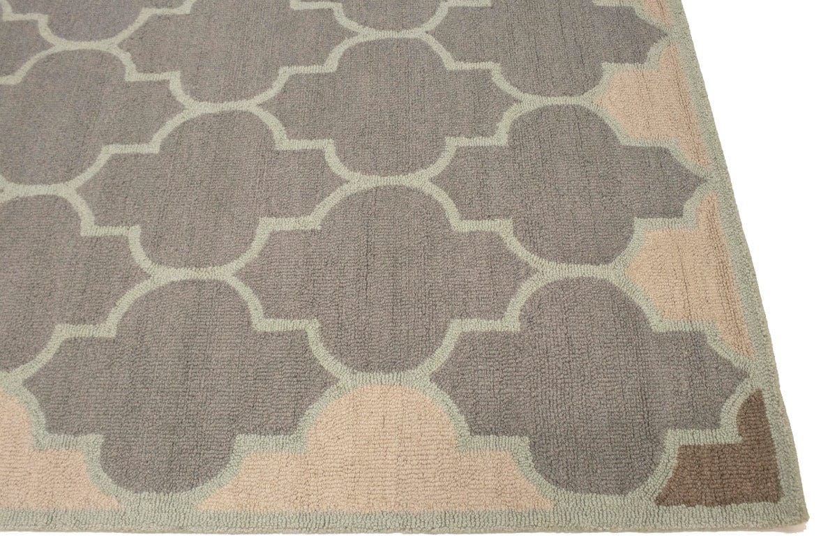 Greige & Green Trellis 5X8 Hand-Tufted Modern Rug