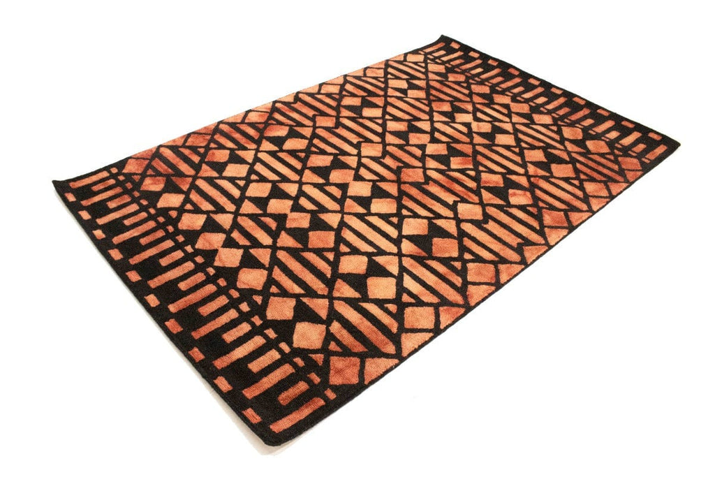 Black & Rust Geometric 5X8 Hand-Tufted Modern Rug