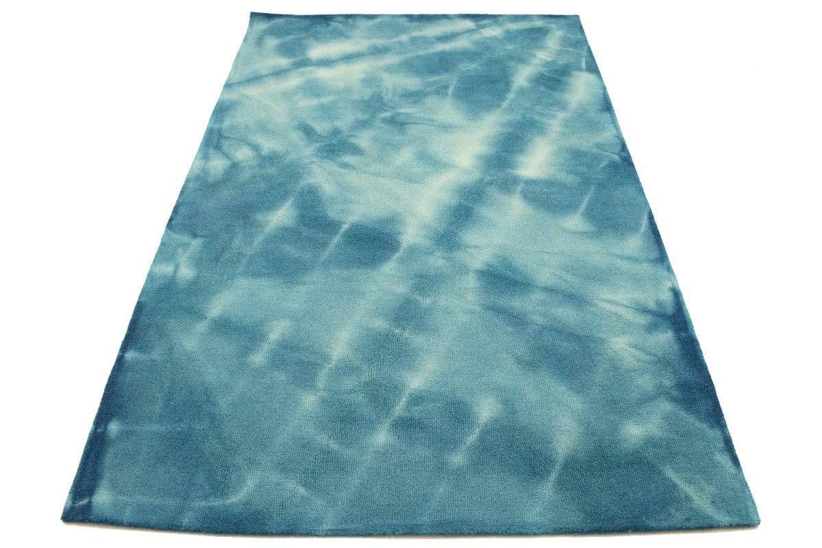 Blue Tie-Dye 5X8 Hand-Tufted Modern Rug