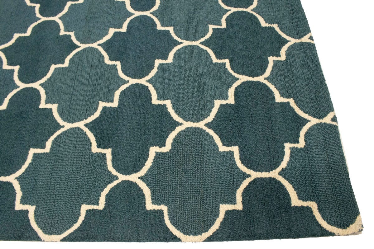 Gray Teal Trellis 5X8 Hand-Tufted Modern Rug