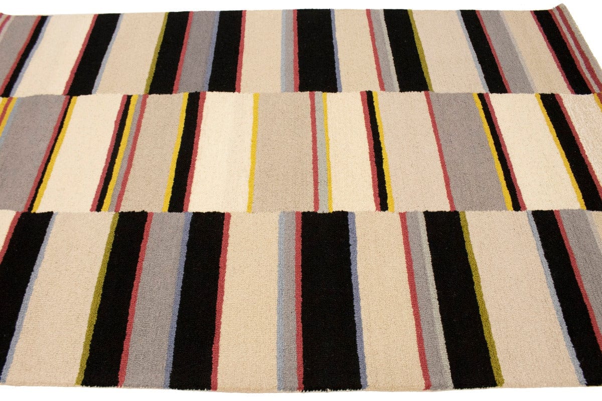 Multicolored Stripes 5X8 Hand-Tufted Modern Rug