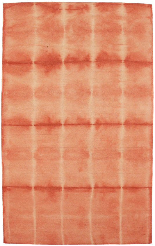 Coral Red Tie-Dye 5X8 Hand-Tufted Modern Rug
