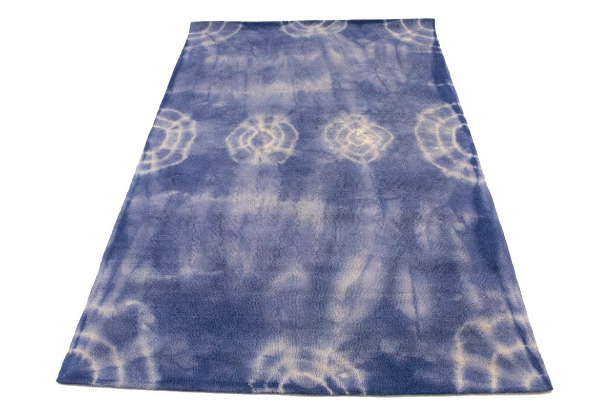 Purple-navy Tie-Dye 5X8 Hand-Tufted Modern Rug