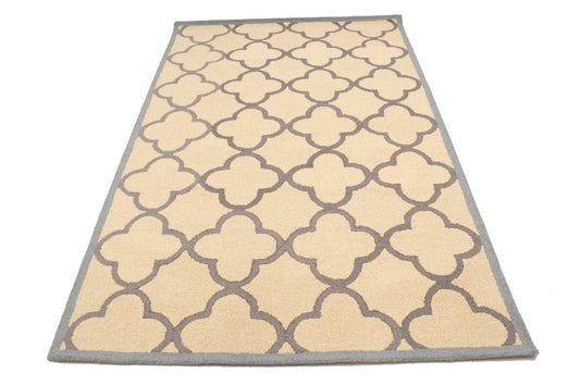 Cream & Taupe Trellis 5X8 Hand-Tufted Modern Rug