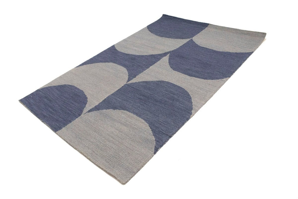 Dark Purple & Gray Geometric 5X8 Hand-Tufted Modern Rug