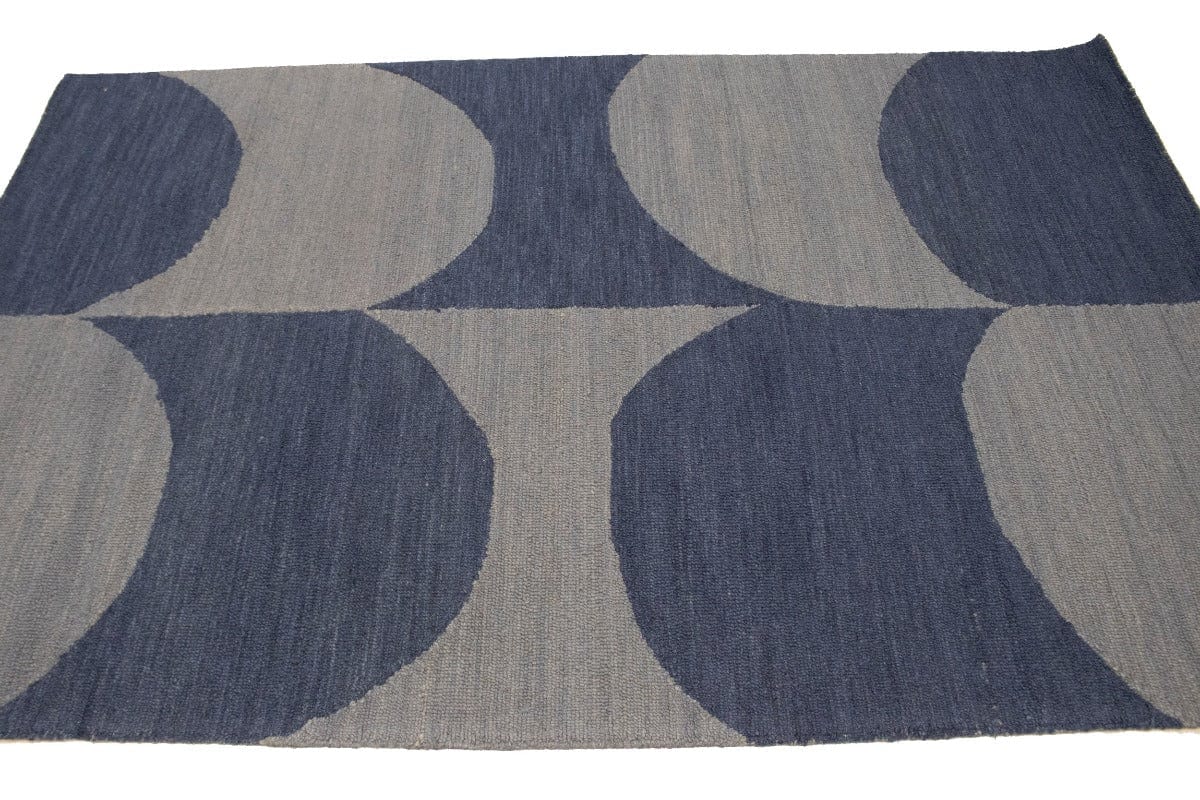 Dark Purple & Gray Geometric 5X8 Hand-Tufted Modern Rug