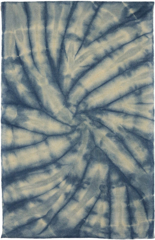 Navy Blue Tie-Dye 5X8 Hand-Tufted Modern Rug