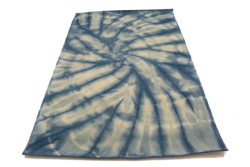 Navy Blue Tie-Dye 5X8 Hand-Tufted Modern Rug