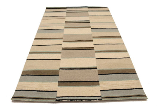 Multicolored Stripes 5X8 Hand-Tufted Modern Rug